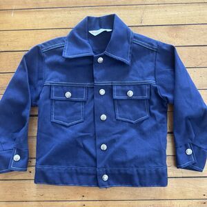 Health Tex Navy Blue Jacket Size 6 USA Button Down Vintage Western Kids Snap Vtg